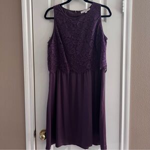 Elegant Purple Lace Overlay Dress